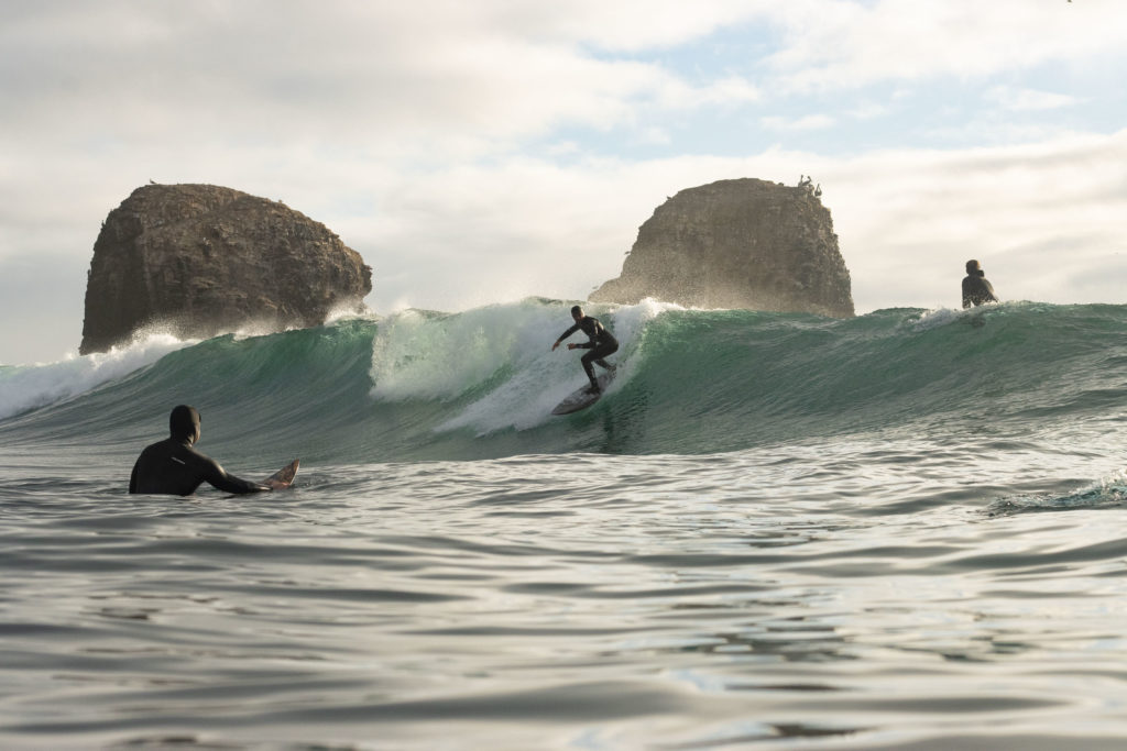 Surfista en una ola de Punta de Lobos